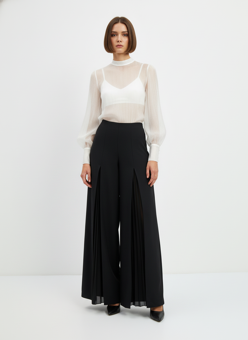 Блузка из органзы со съемным воротником OD-930-1 синий