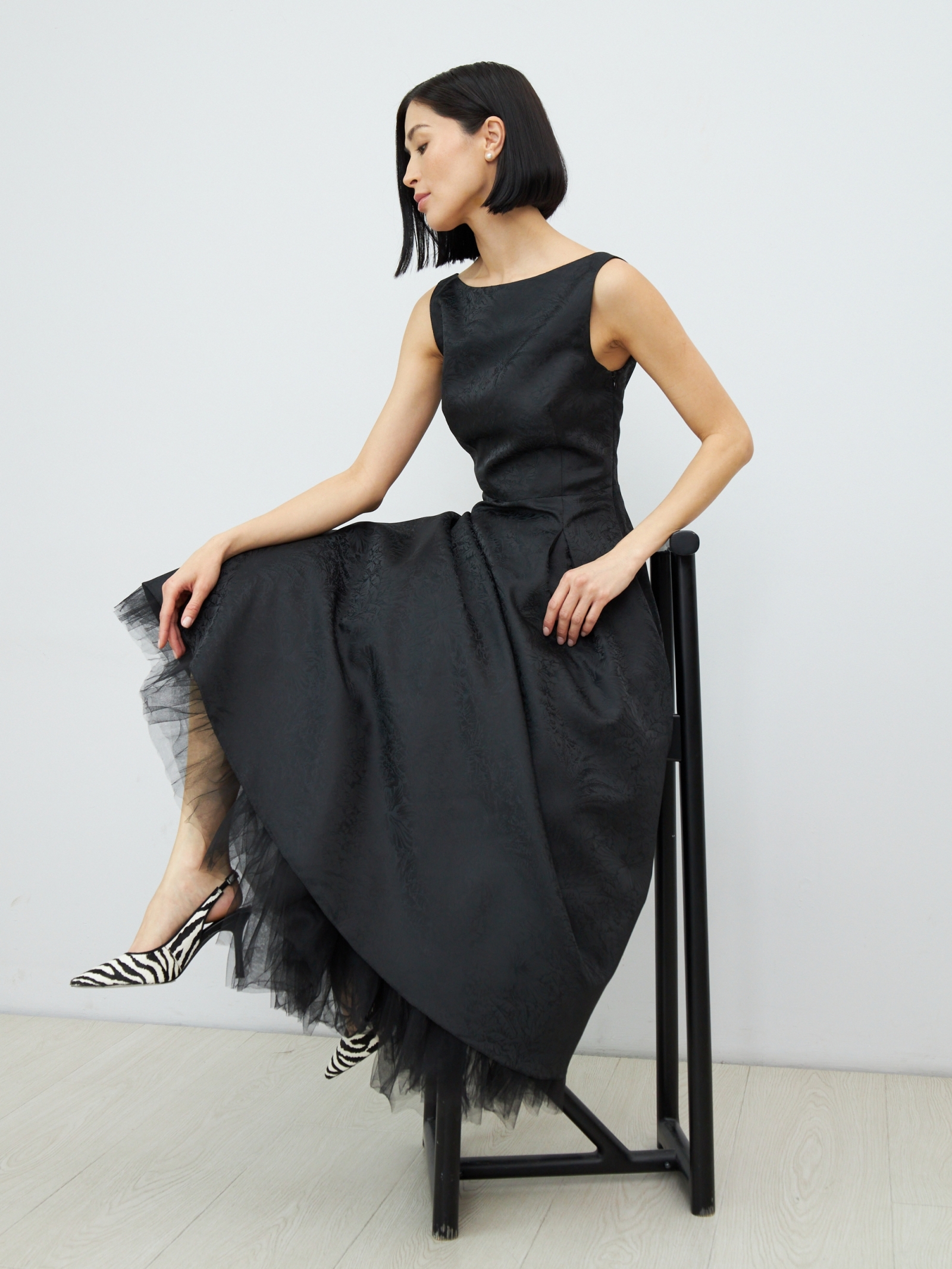 Платье из жаккарда OD-939-2 черный