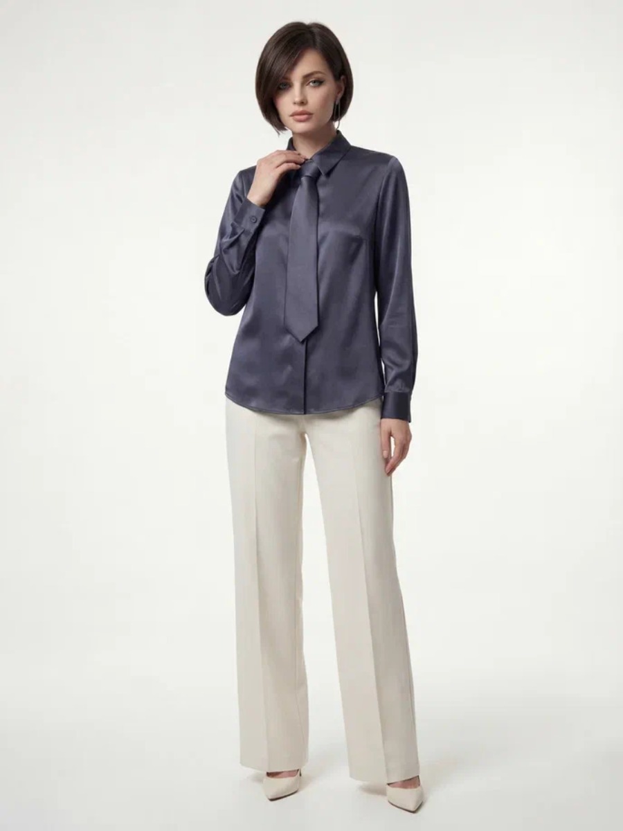 Блузка с галстуком графит