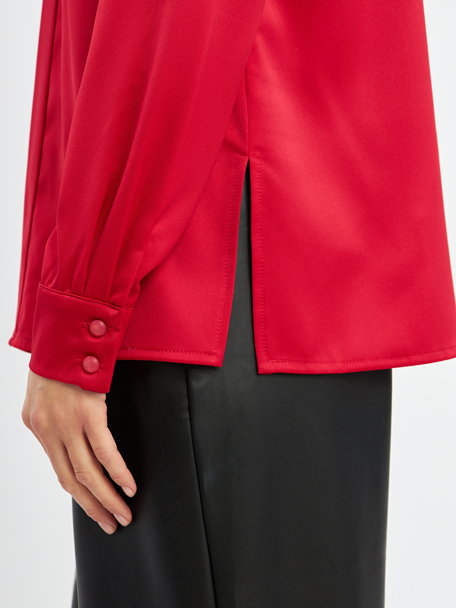 Блузка из сатина с V вырезом OD-8071-4 красный