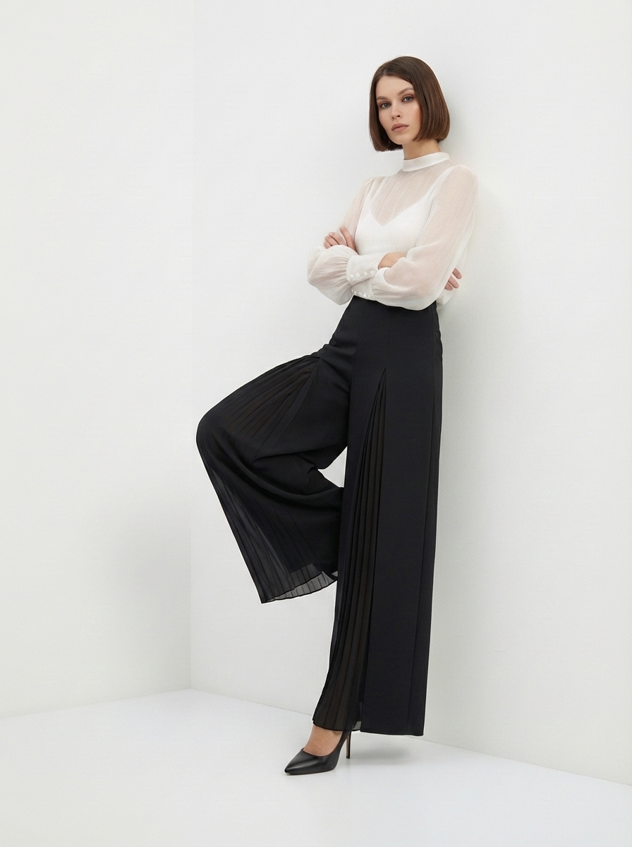 Блузка из органзы со съемным воротником OD-930-1 синий