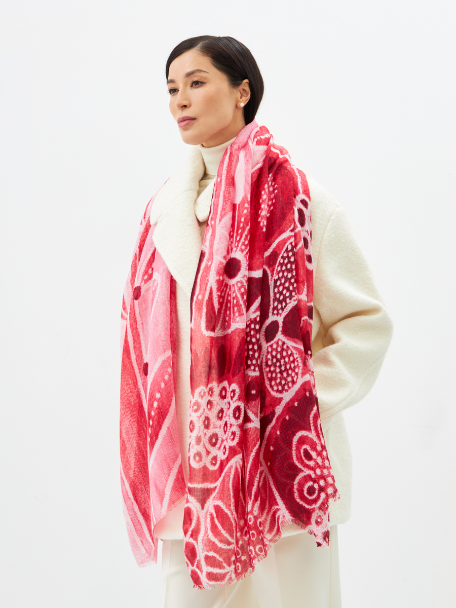 Палантин женский двусторонний с принтом арт-деко D2H-135-2