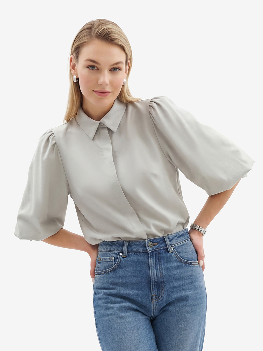 Блузка из костюмной ткани OD-1035-1 св. серый