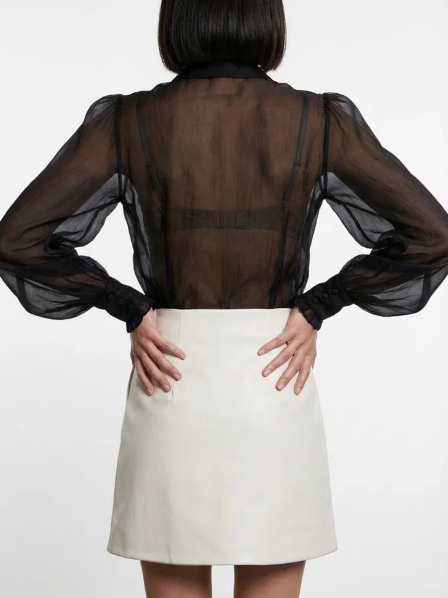 Юбка на запах из эко-кожи, молочный (OD-1003-3)