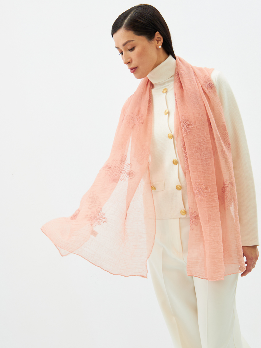 Палантин женский двусторонний с вышивкой арт-деко BB-1352-8