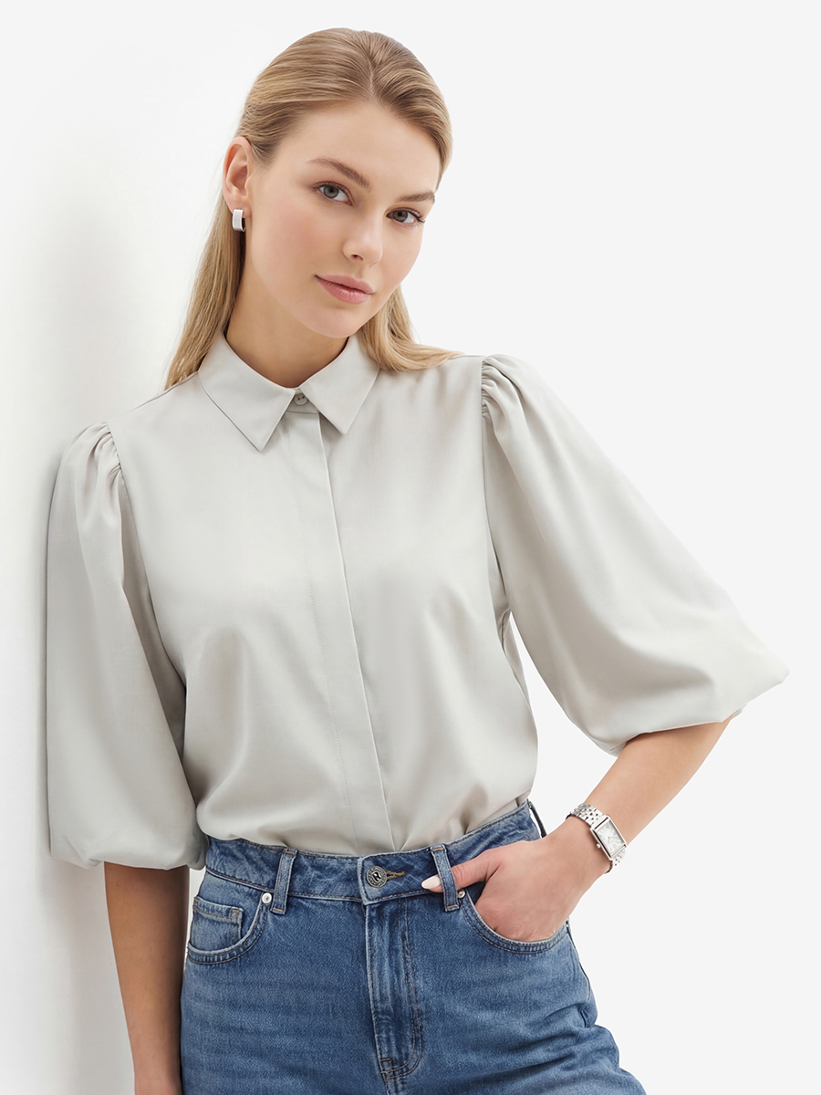 Блузка из костюмной ткани OD-1035-1 св. серый