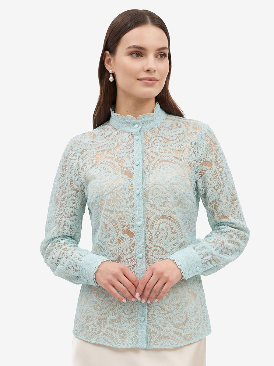 Блузка из кружевной ткани OD-977-4 бирюзовый