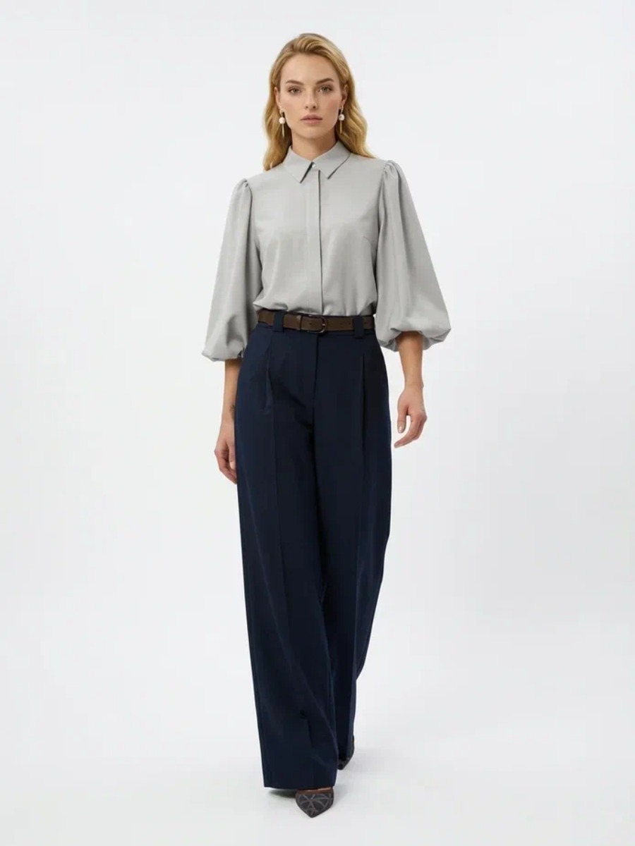 Блузка из костюмной ткани OD-1035-1 св. серый