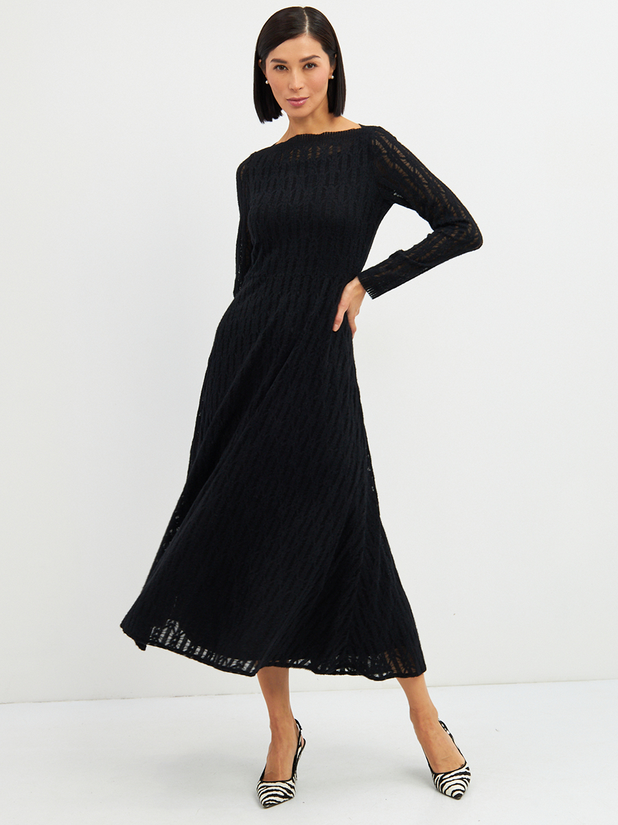 Платье из трикотажного кружева OD-904-2 черное