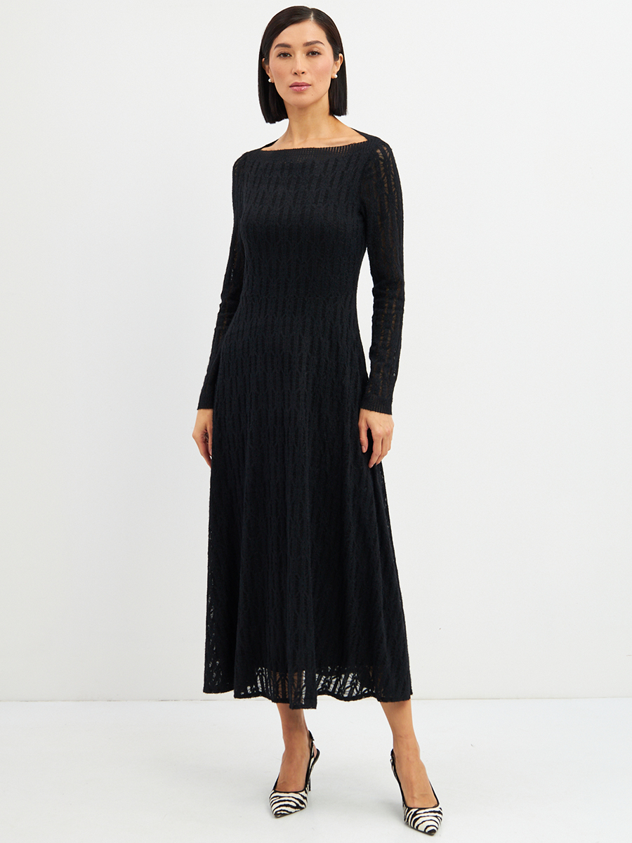 Платье из трикотажного кружева OD-904-2 черное