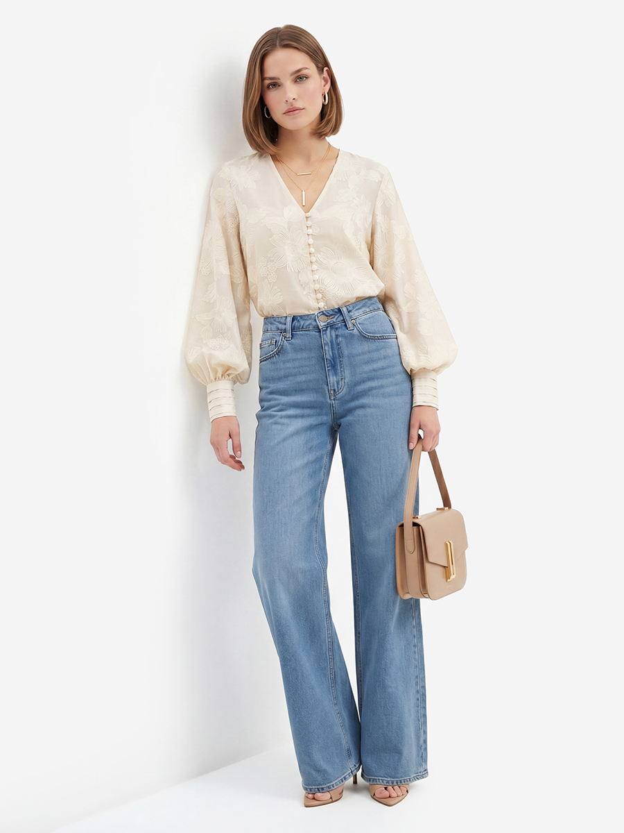 Блуза с вышивкой OD-987-2 молочный