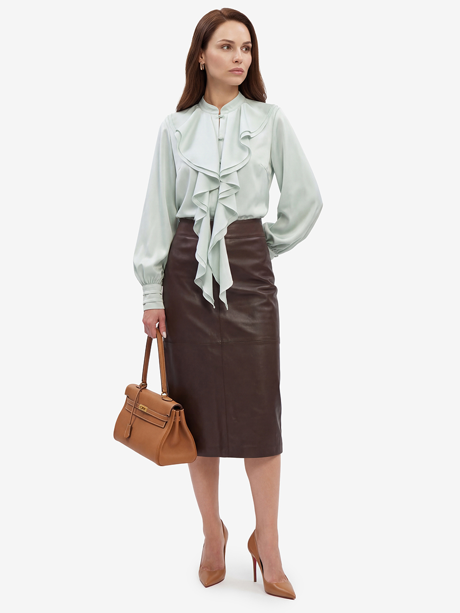 Блузка с отлетными рюшами OD-914-7 полынь