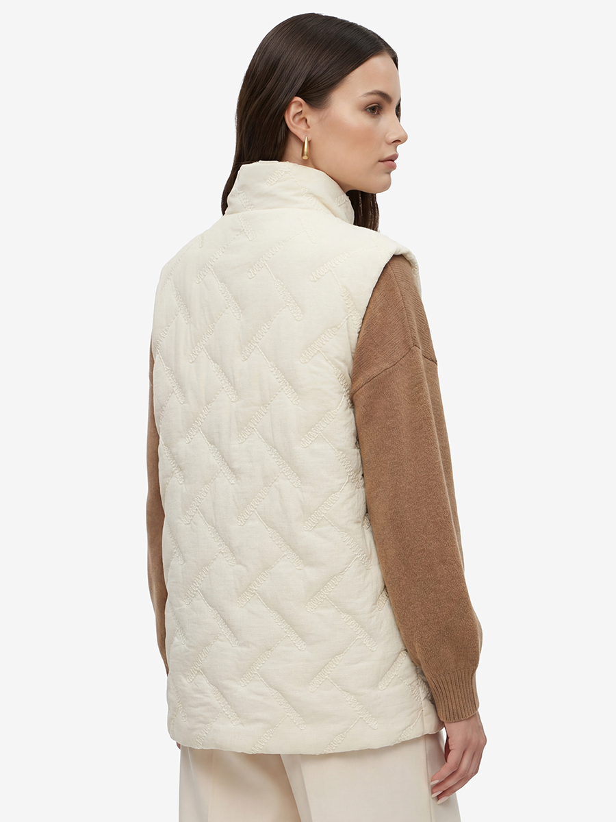 Жилет стеганый на молнии бежевый OD-1049-1