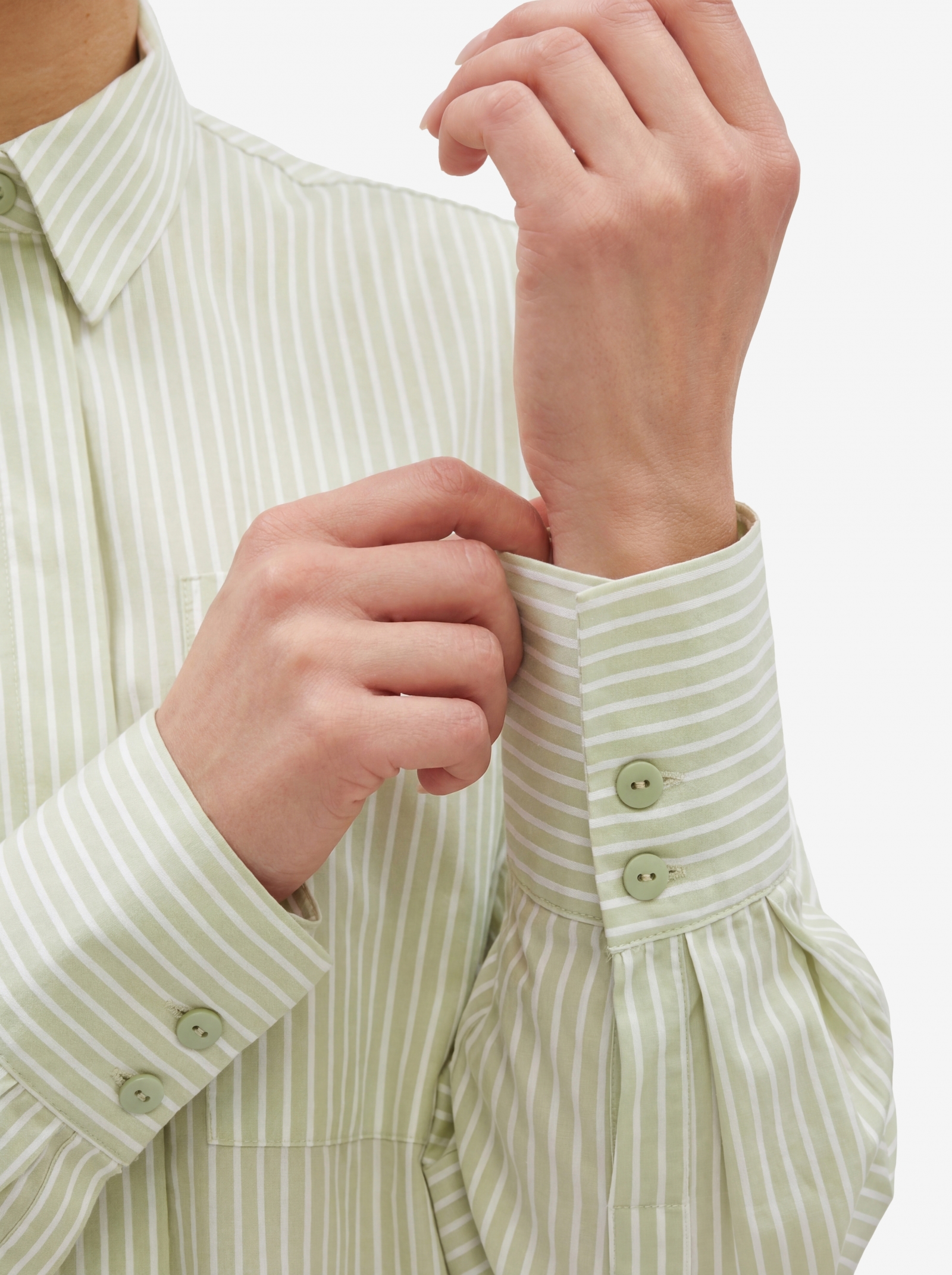 Рубашка из хлопка в полоску с галстуком OD-1031-1 зеленый