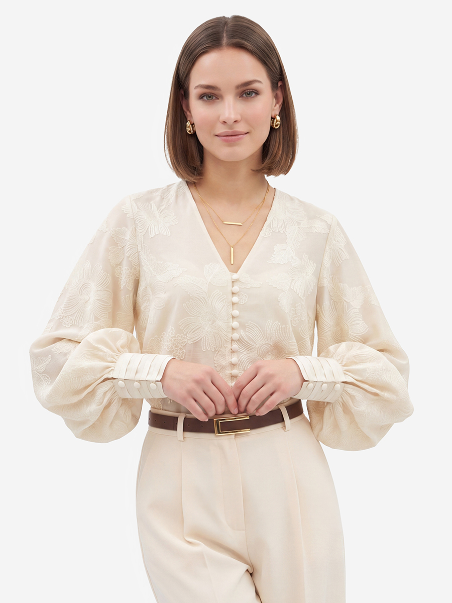 Блуза с вышивкой OD-987-2 молочный