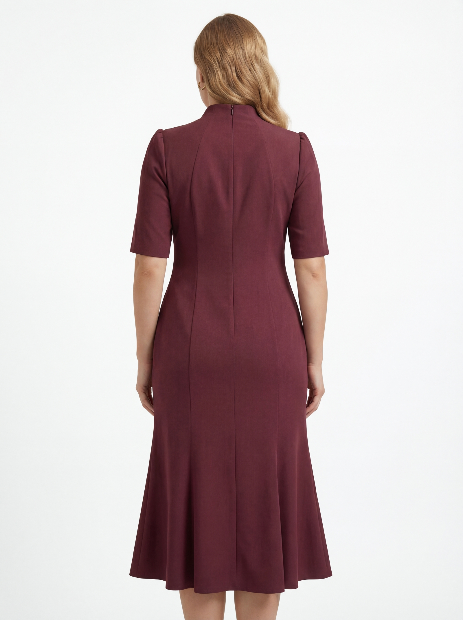 Платье воротник-капля OD-761-3  бордо