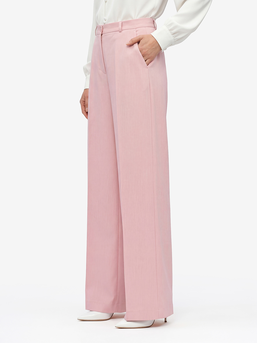 Брюки-палаццо из костюмной ткани, розовые