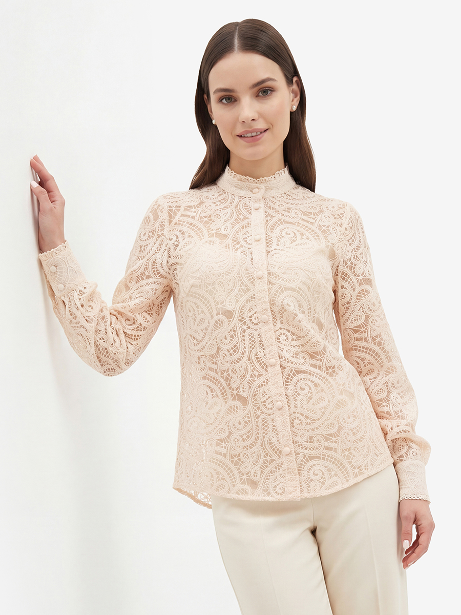 Блузка из кружевной ткани OD-977-3 лосось