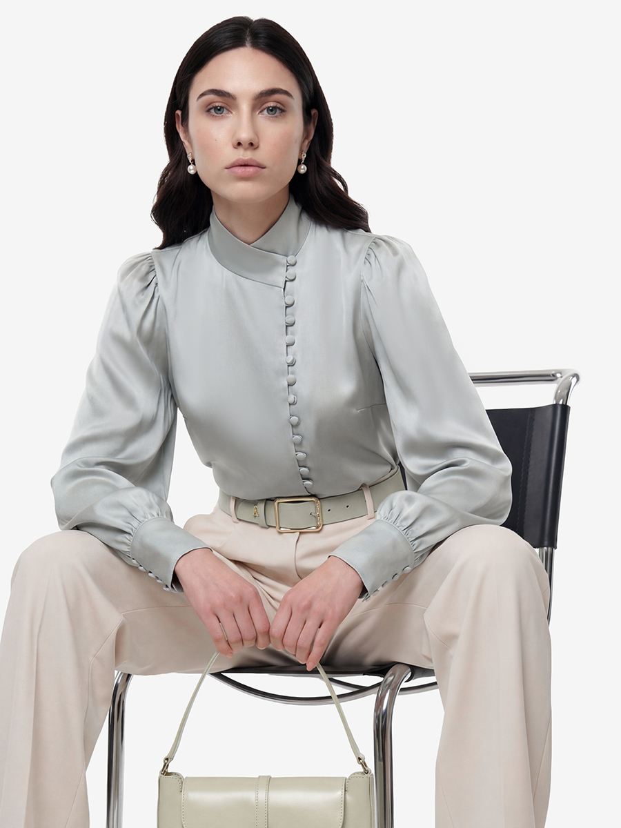 Блуза-косоворотка много пуговиц OD-550-18 полынь