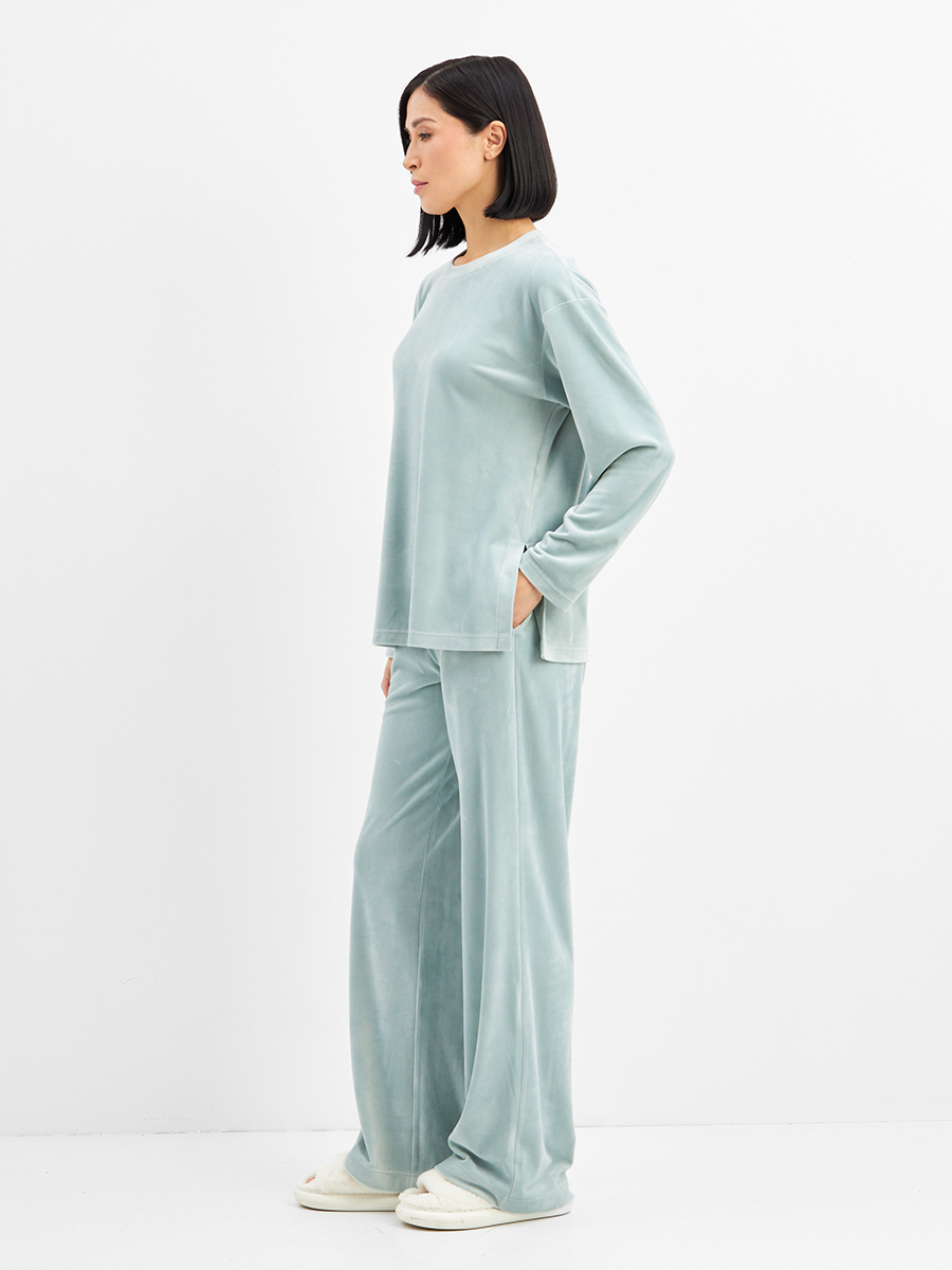 Костюм из велюра со съемным капюшоном и резинкой в комплекте OD-1009-2 зеленый