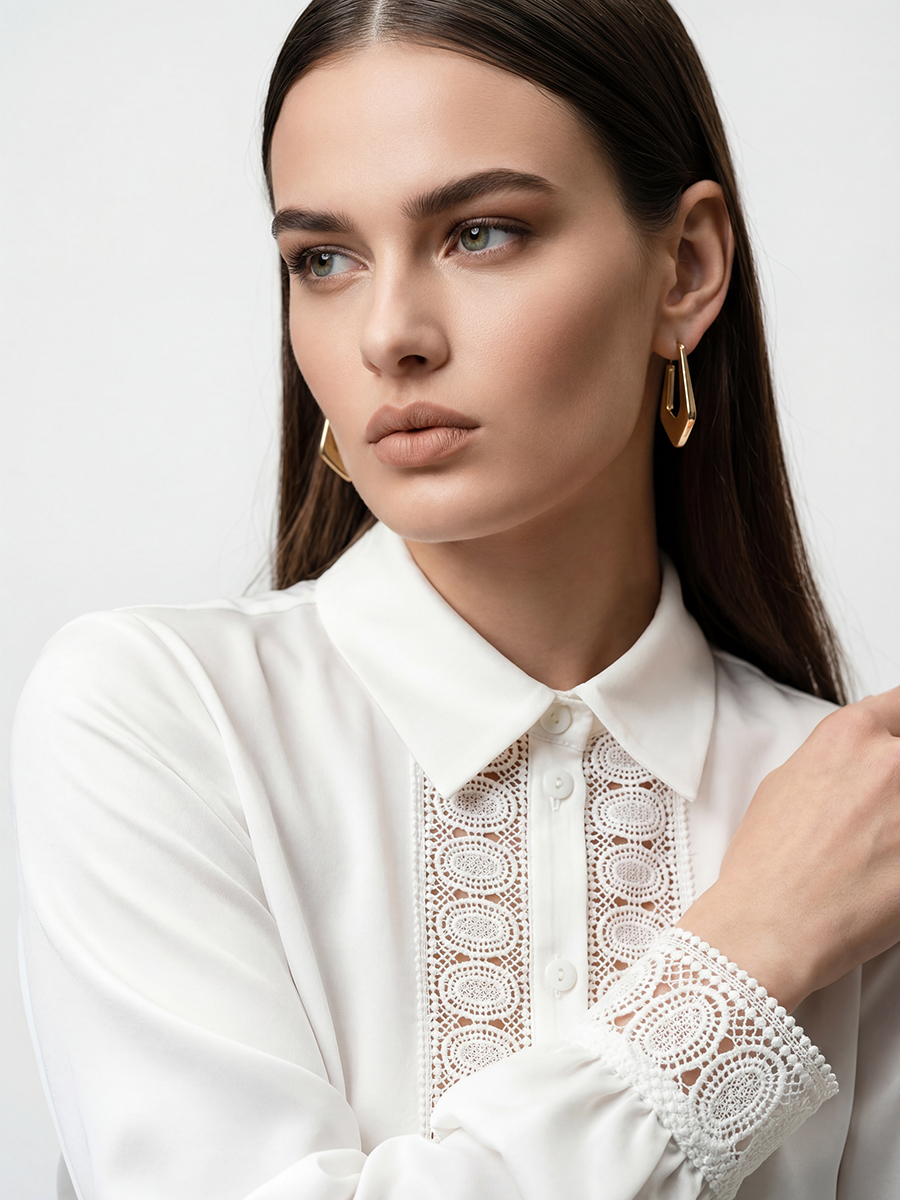 Блузка с кружевом OD-808-5 белый