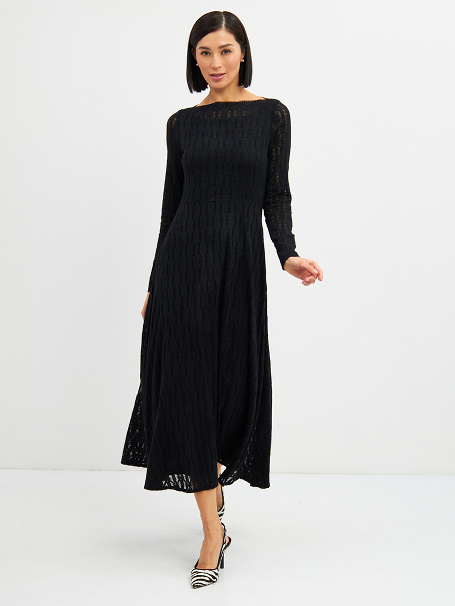 Платье из трикотажного кружева OD-904-2 черное