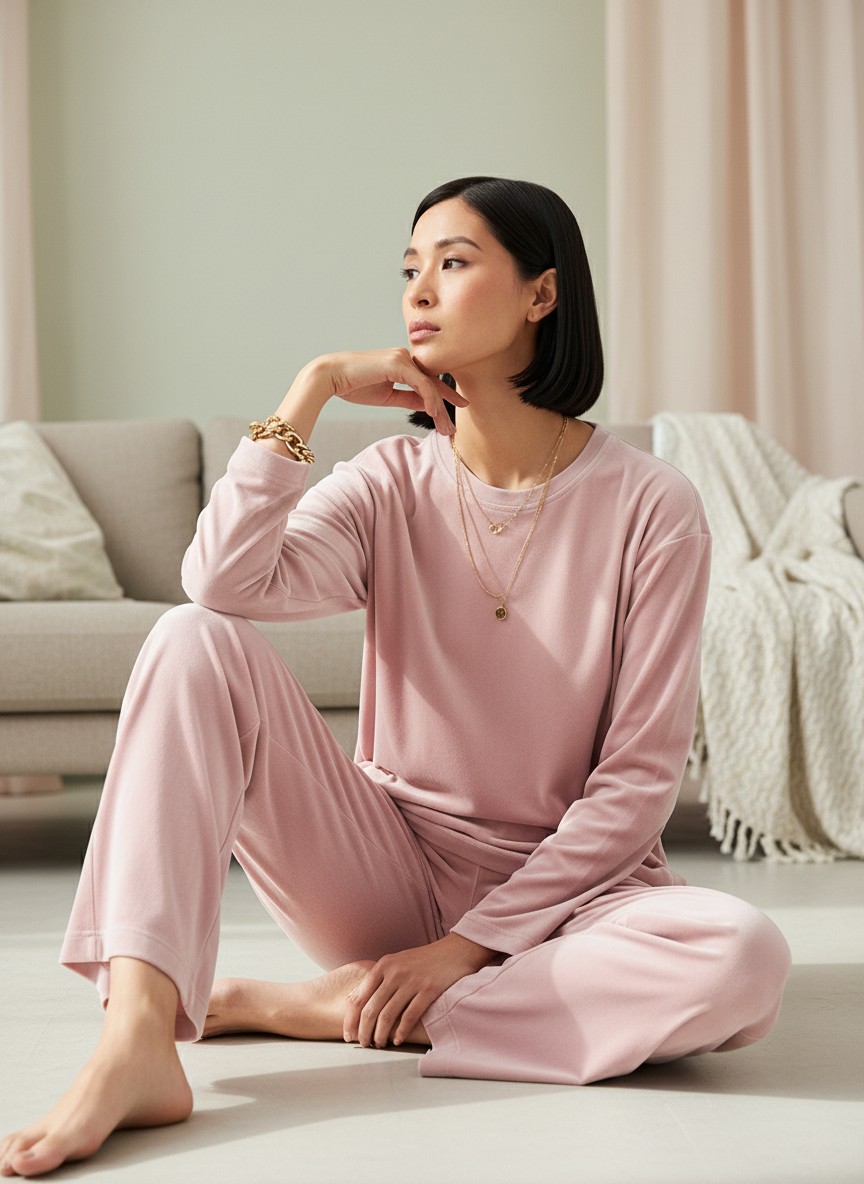 Костюм из велюра со съемным капюшоном и резинкой в комплекте OD-1009-1 розовый