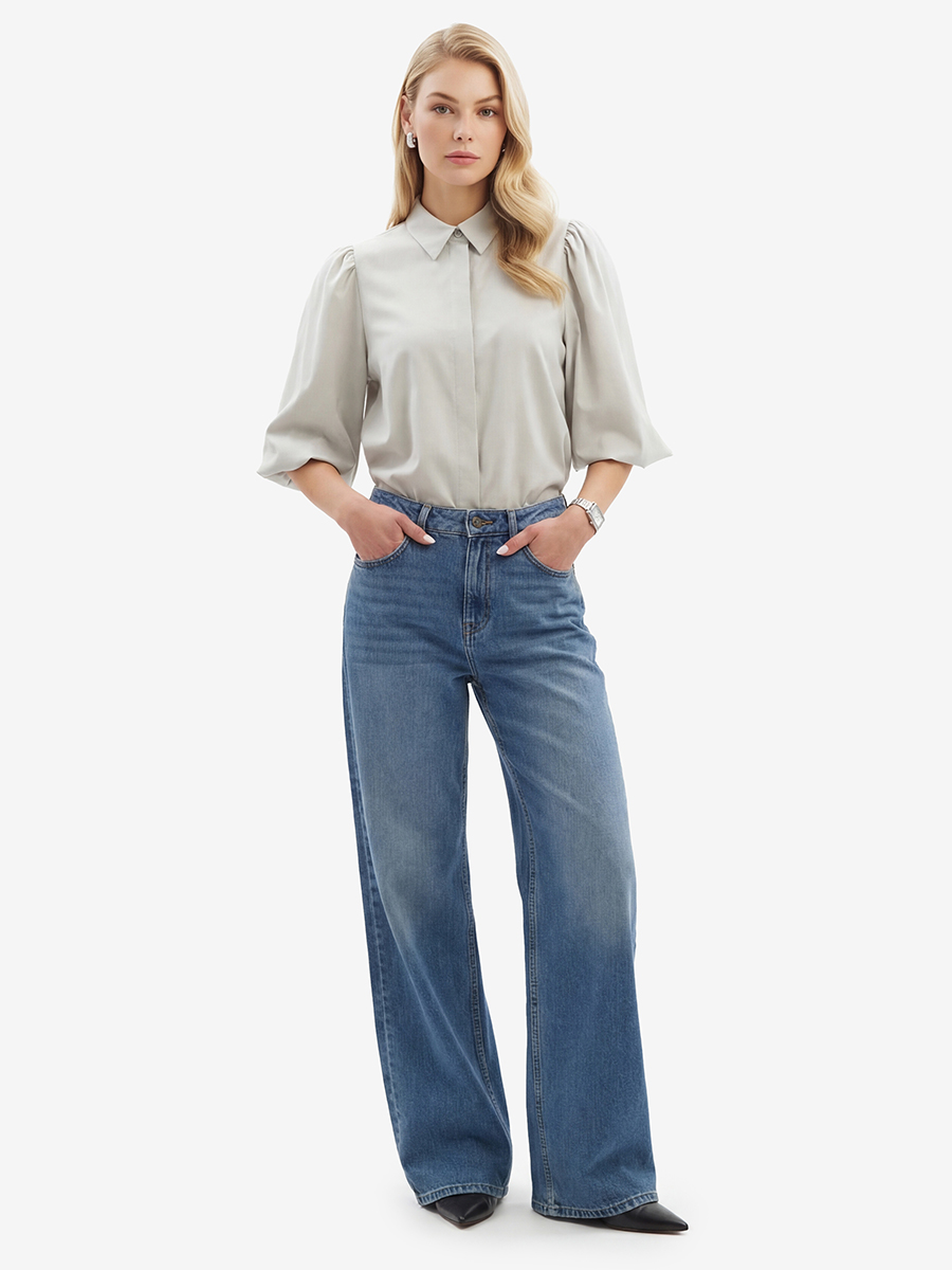 Блузка из костюмной ткани OD-1035-1 св. серый