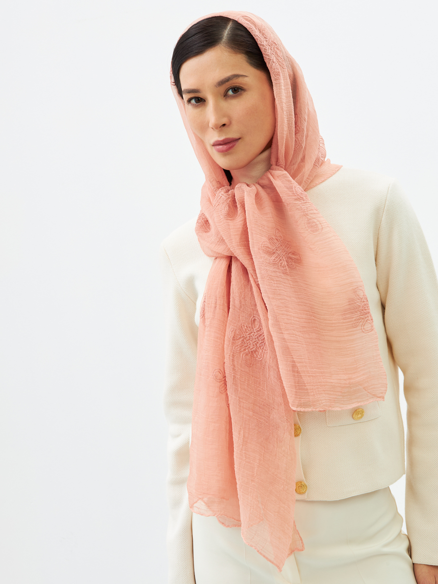 Палантин женский двусторонний с вышивкой арт-деко BB-1352-8