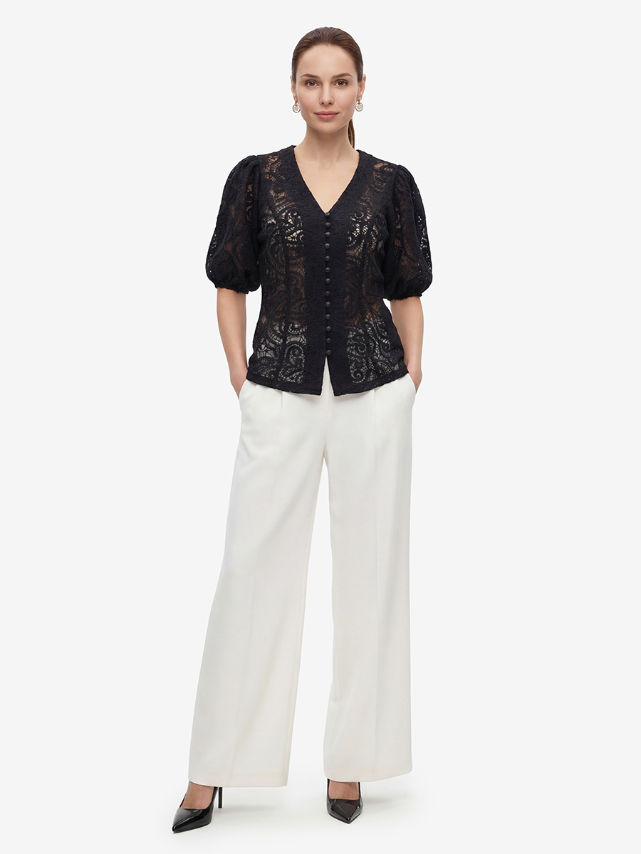 Блузка из кружева с коротким рукавом OD-1038-2 черный