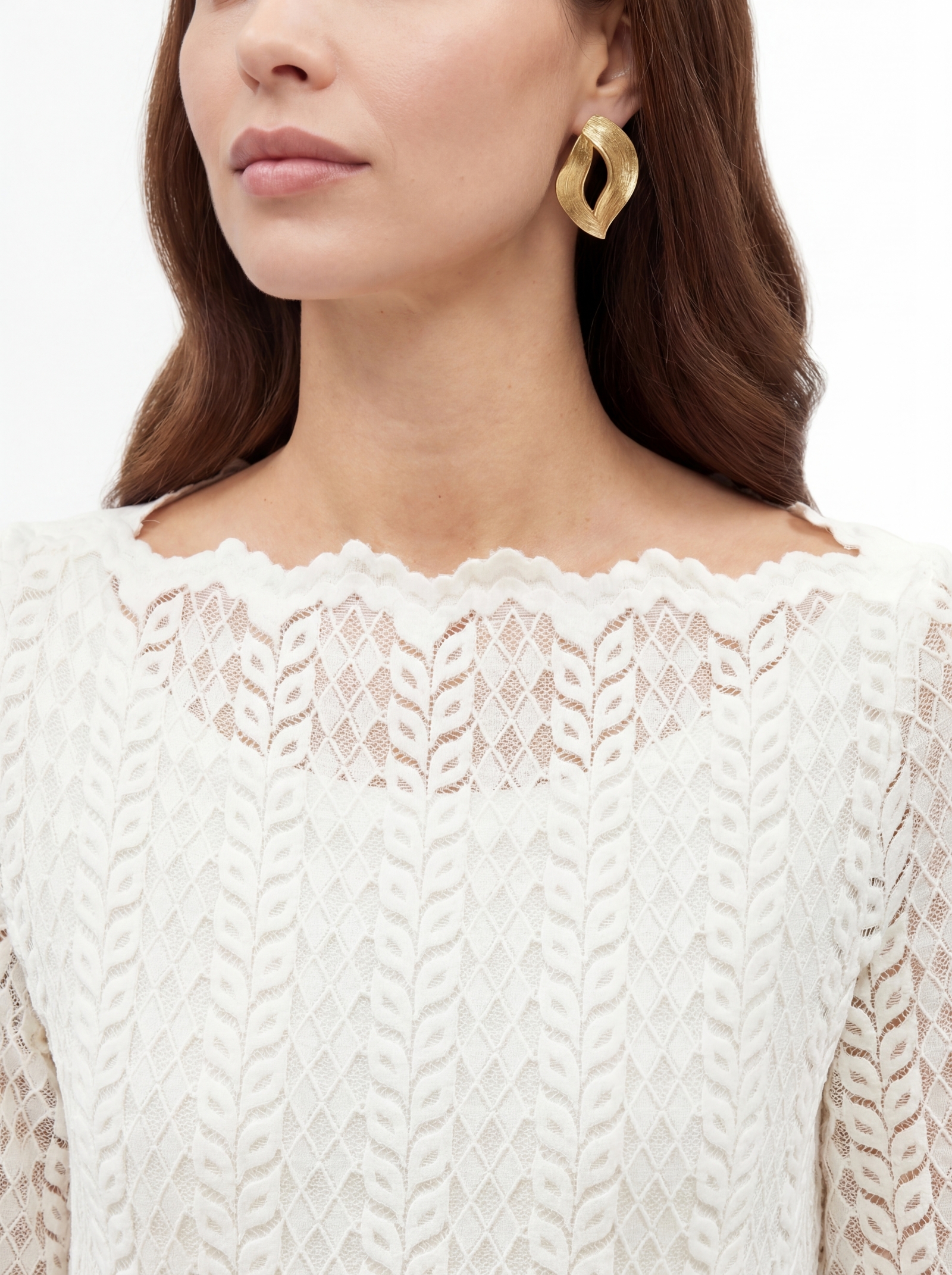 Платье из трикотажного кружева OD-904-4 белое