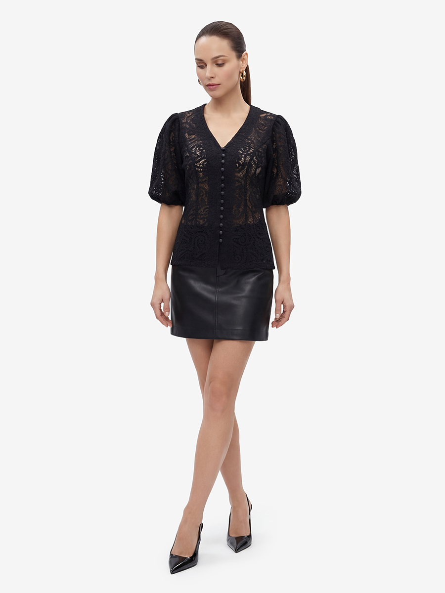 Блузка из кружева с коротким рукавом OD-1038-2 черный