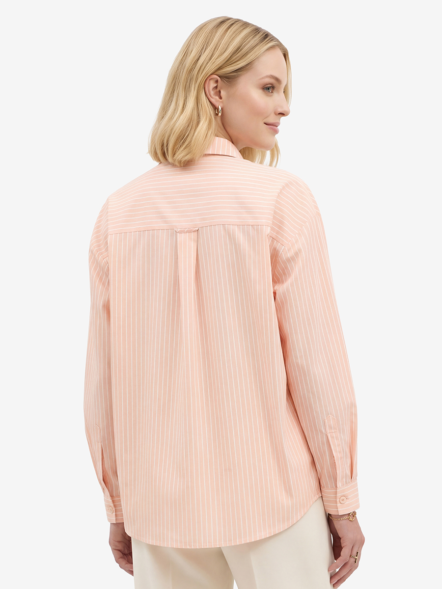 Рубашка в полоску с галстуком, персик