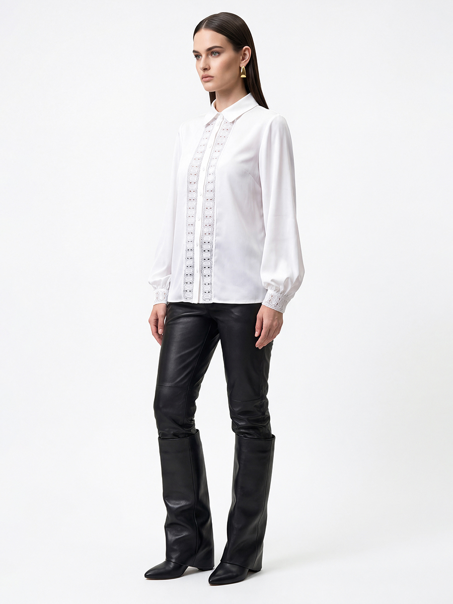 Блузка с кружевом OD-808-5 белый