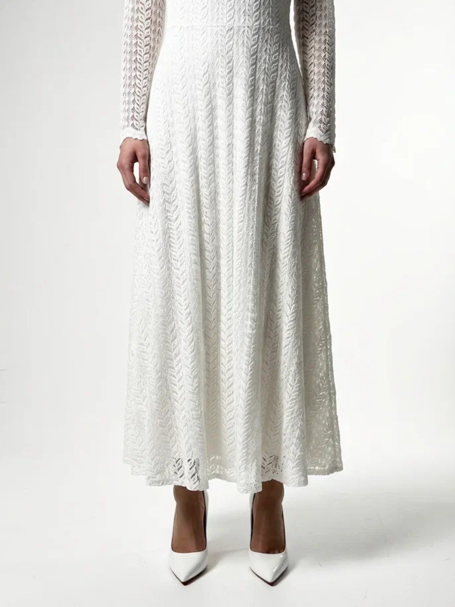 Платье из трикотажного кружева OD-904-4 белое