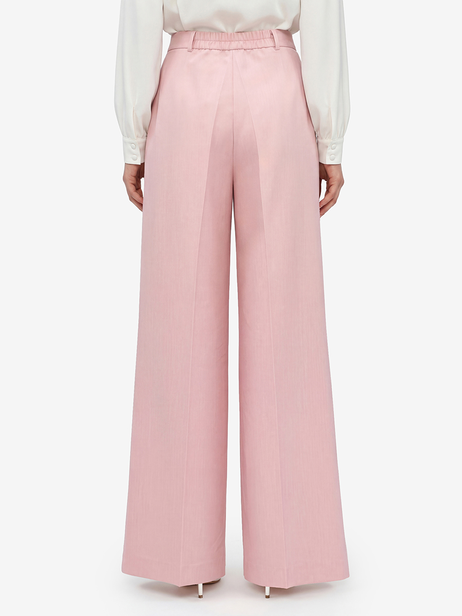 Брюки-палаццо из костюмной ткани, розовые