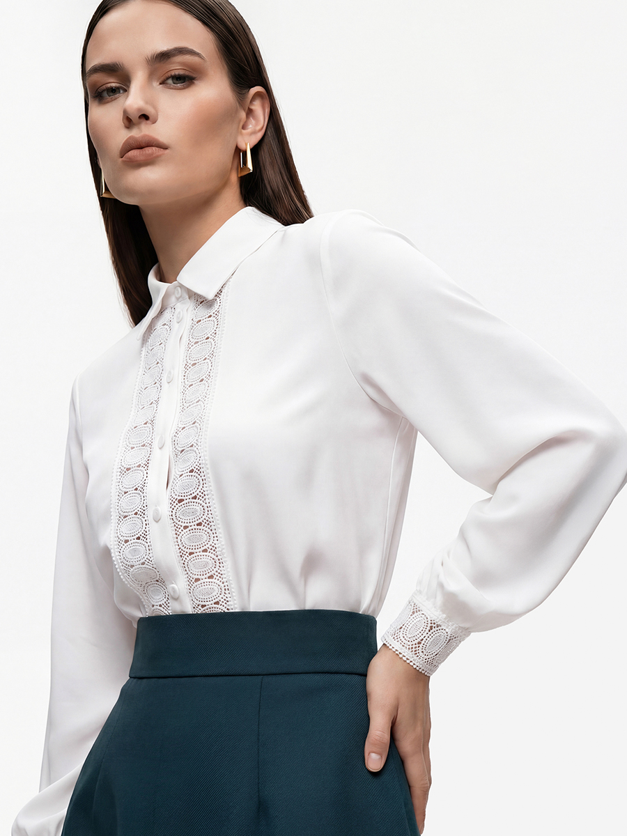 Блузка с кружевом OD-808-5 белый