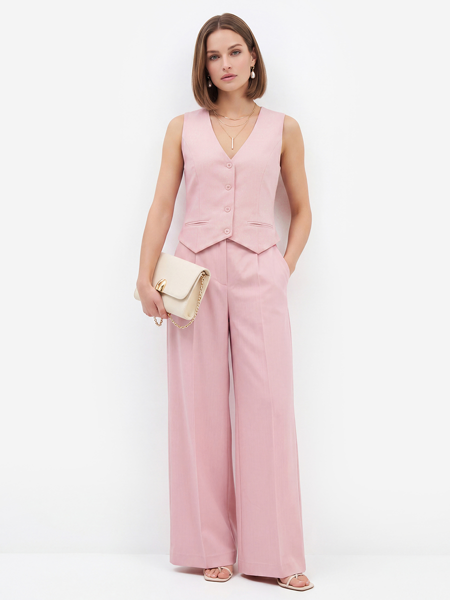 Жилет из костюмной ткани OD-920-3 розовый