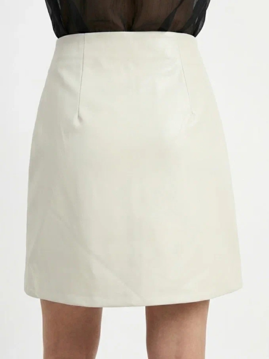 Юбка на запах из эко-кожи, молочный (OD-1003-3)