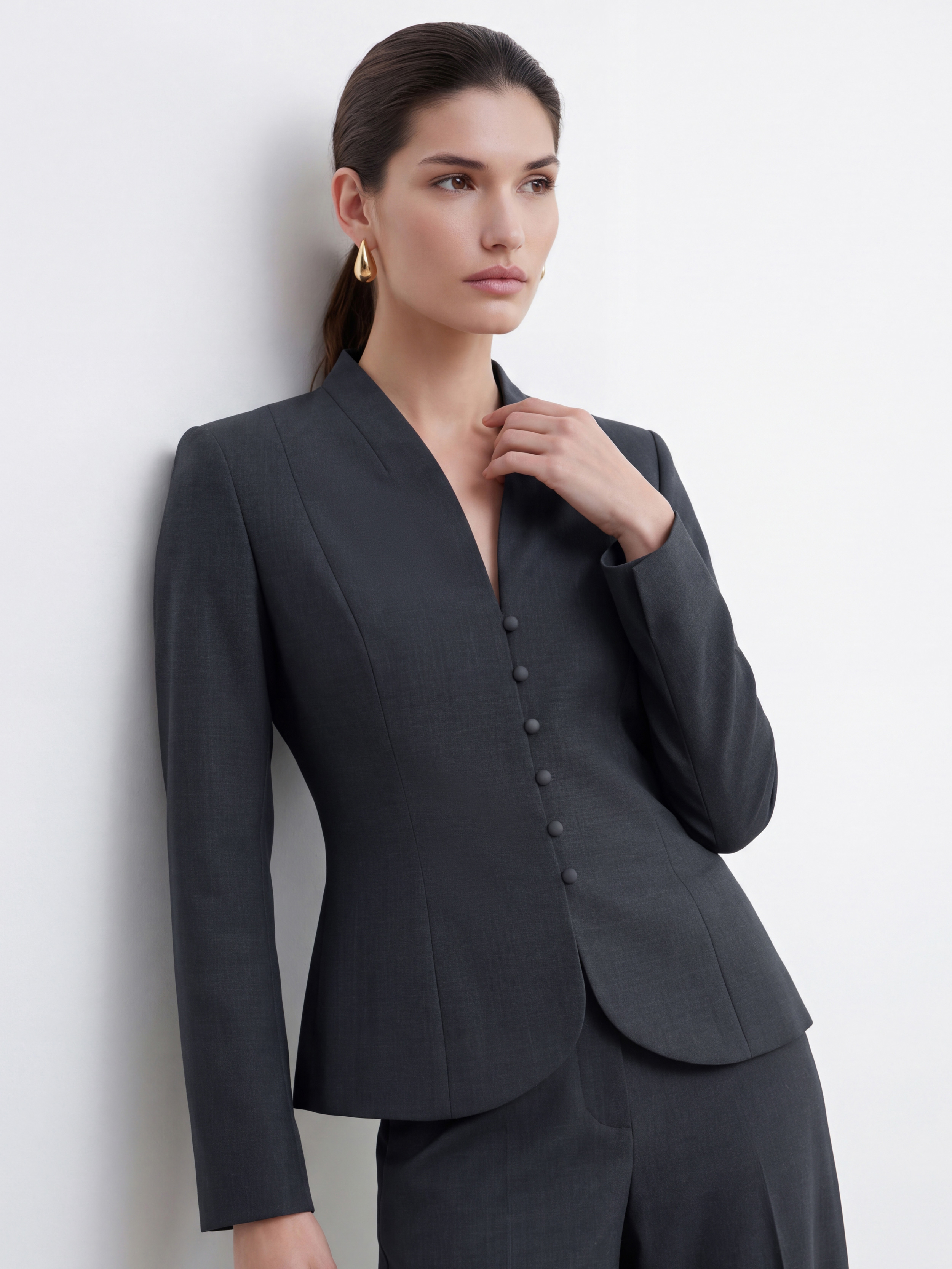 Жакет приталенный из костюмной ткани OD-1107-1 серый