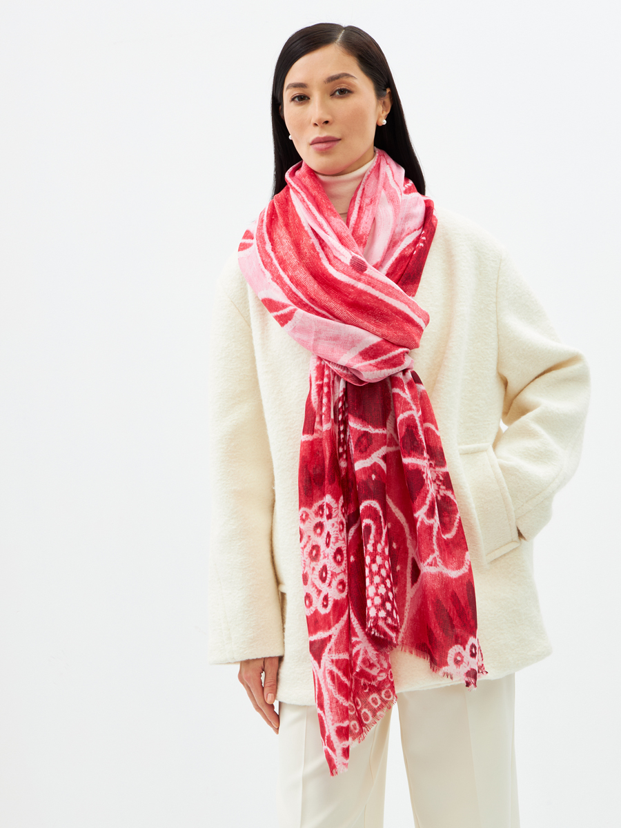 Палантин женский двусторонний с принтом арт-деко D2H-135-2