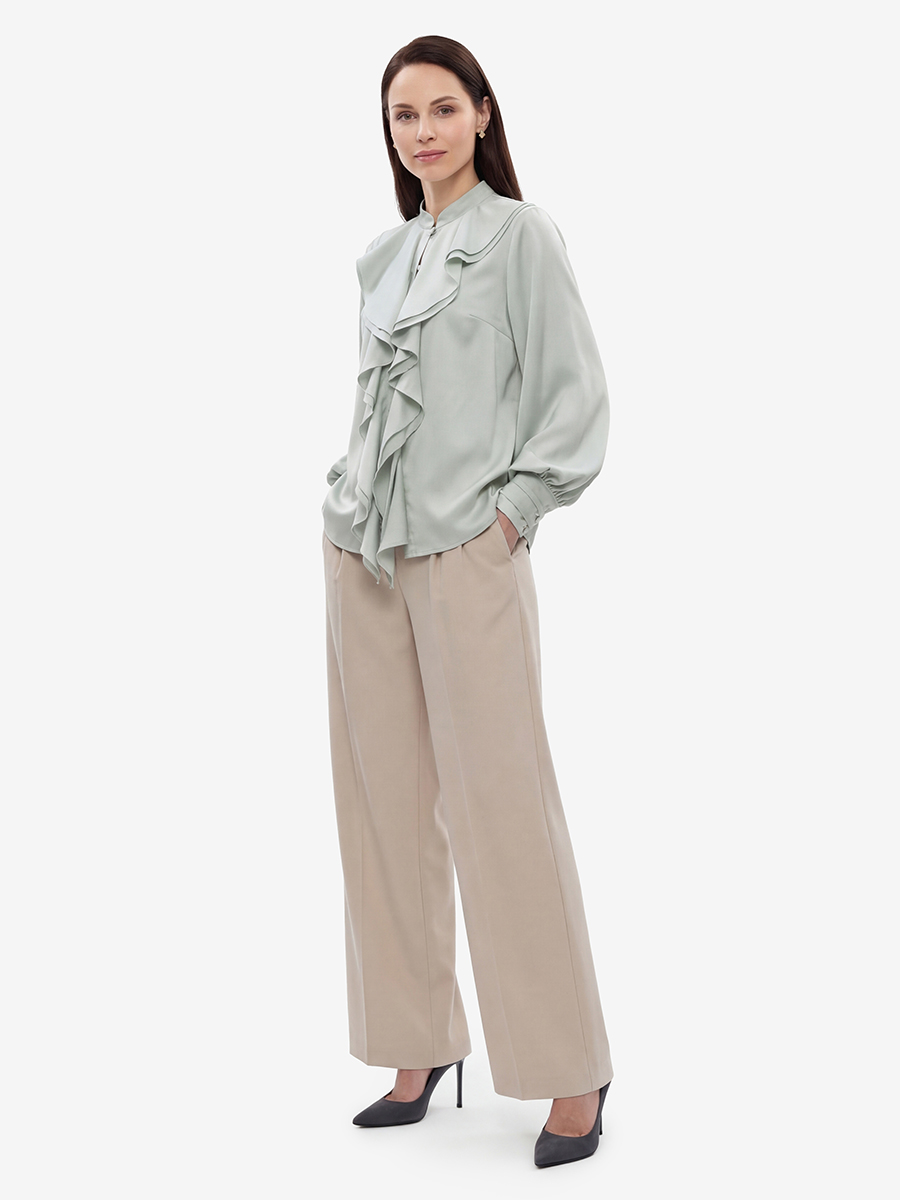 Блузка с отлетными рюшами OD-914-7 полынь