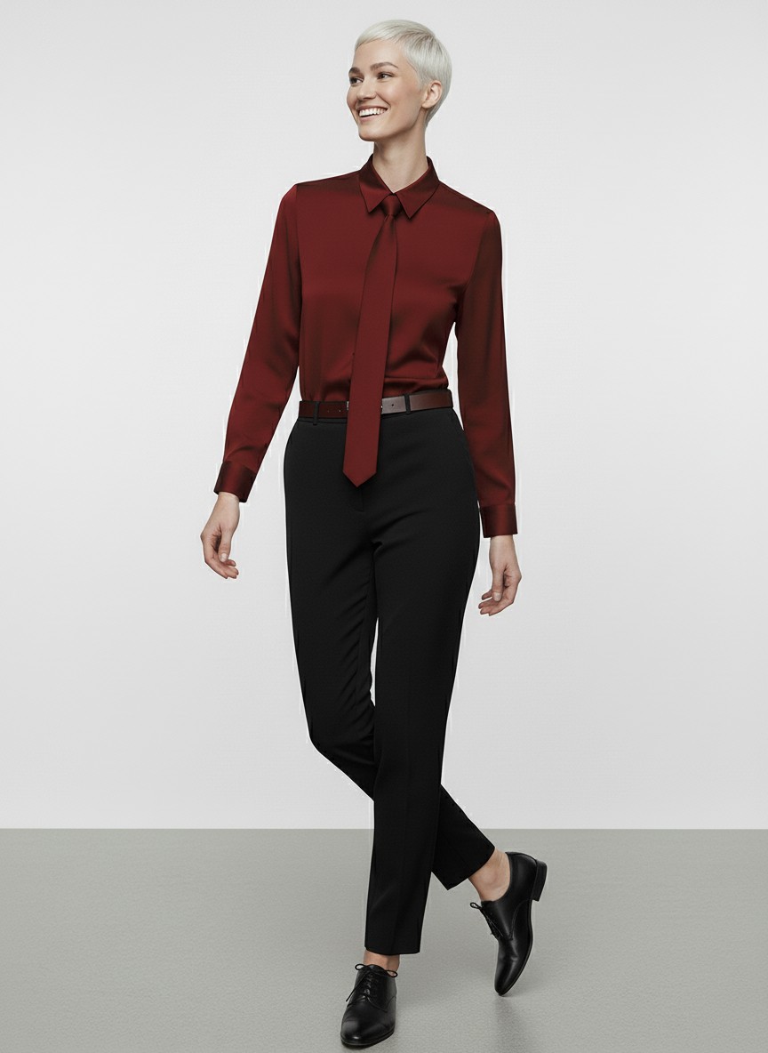 Блузка с галстуком  OD-881-6 бордовый