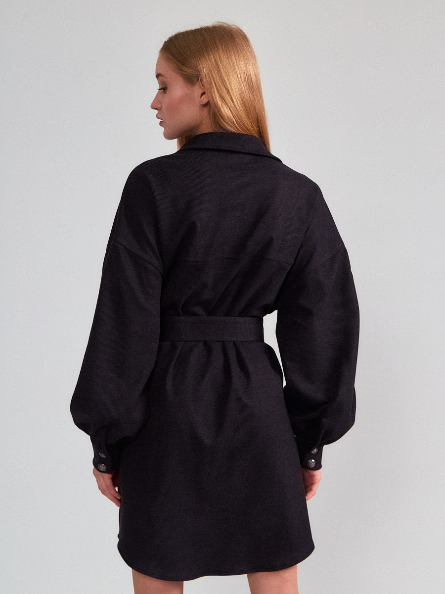 Платье-рубашка OD-614-2 вельвет темно-серый