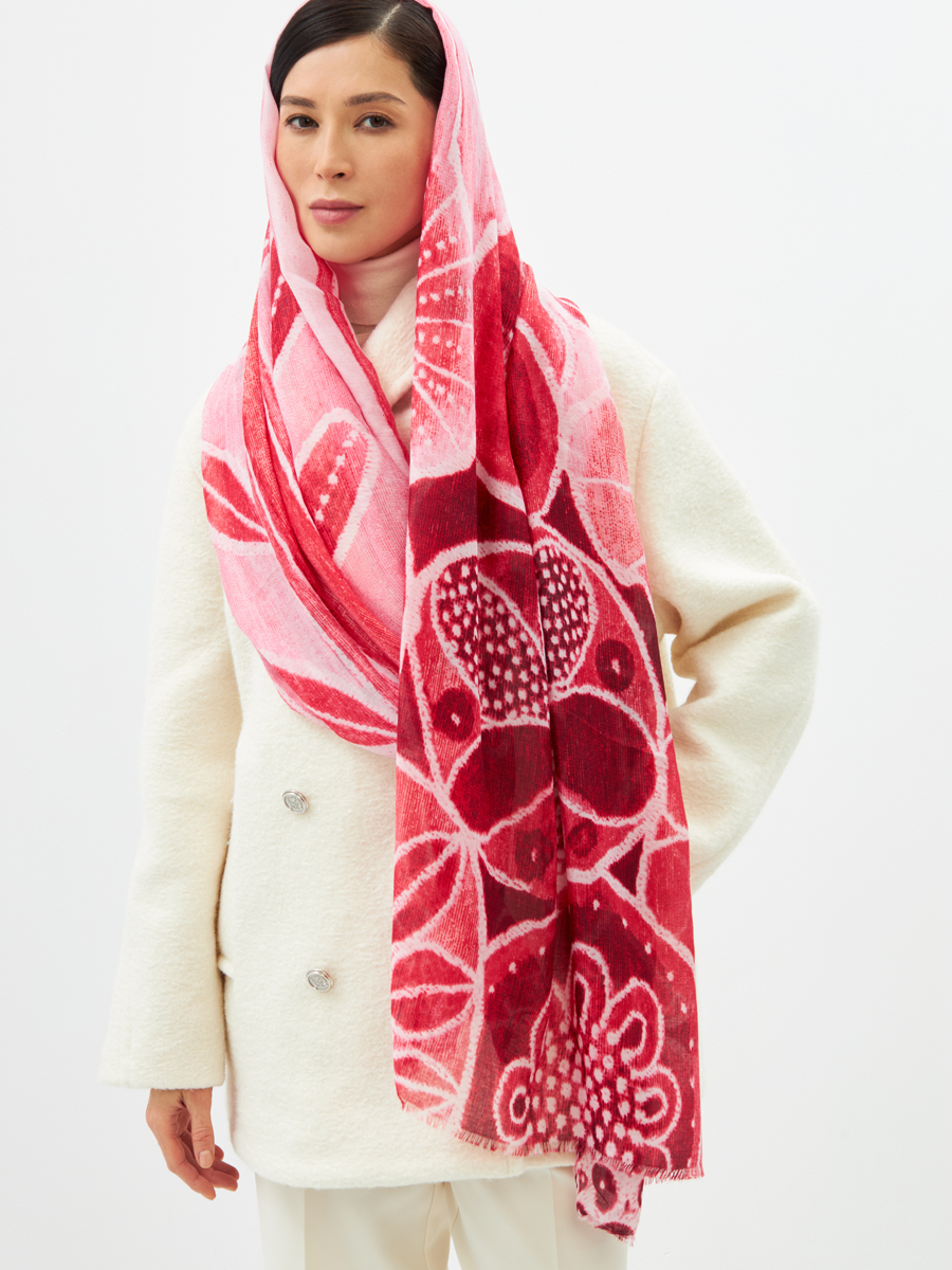 Палантин женский двусторонний с принтом арт-деко D2H-135-2