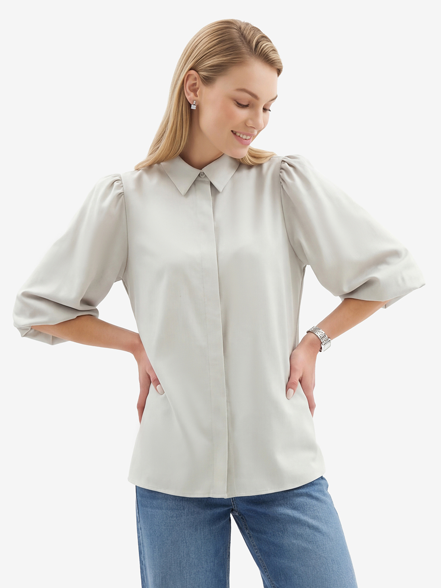 Блузка из костюмной ткани OD-1035-1 св. серый