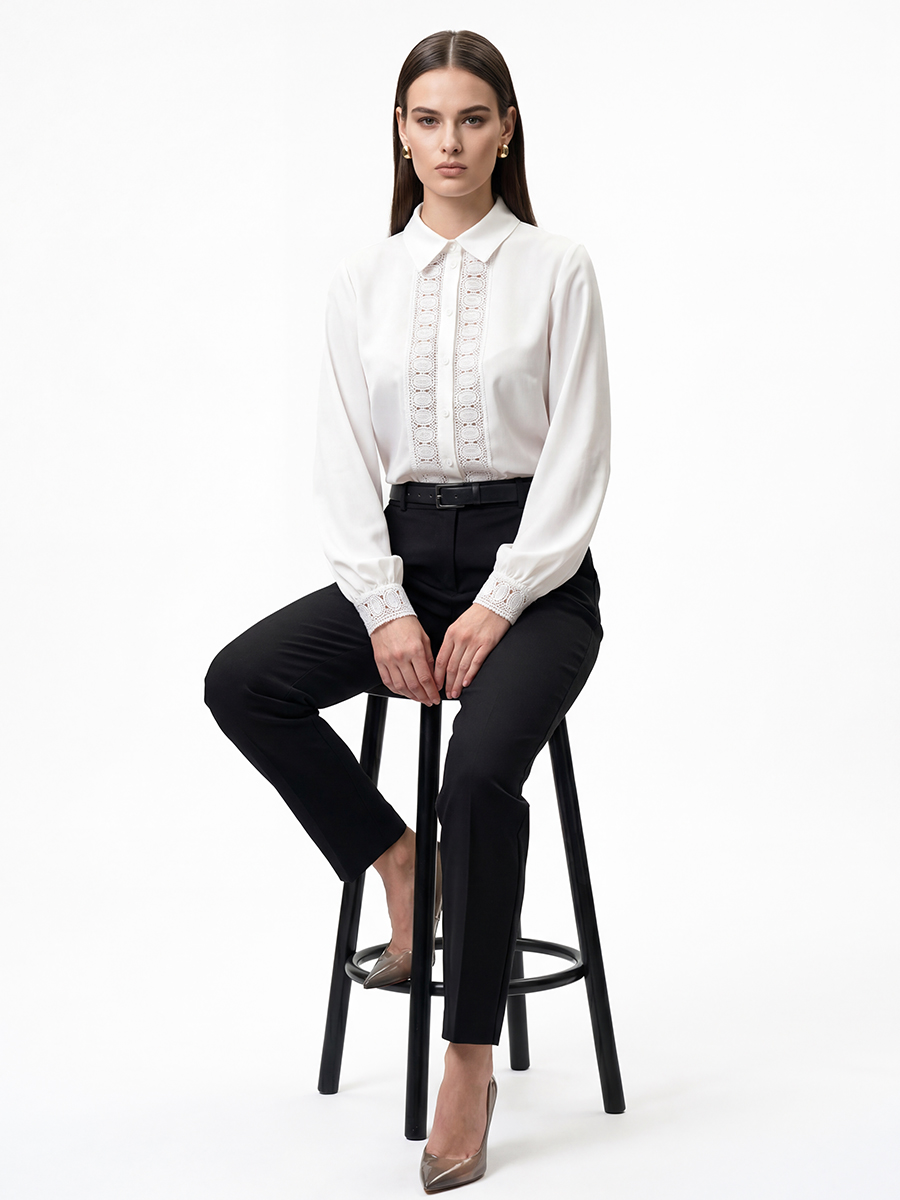 Блузка с кружевом OD-808-5 белый