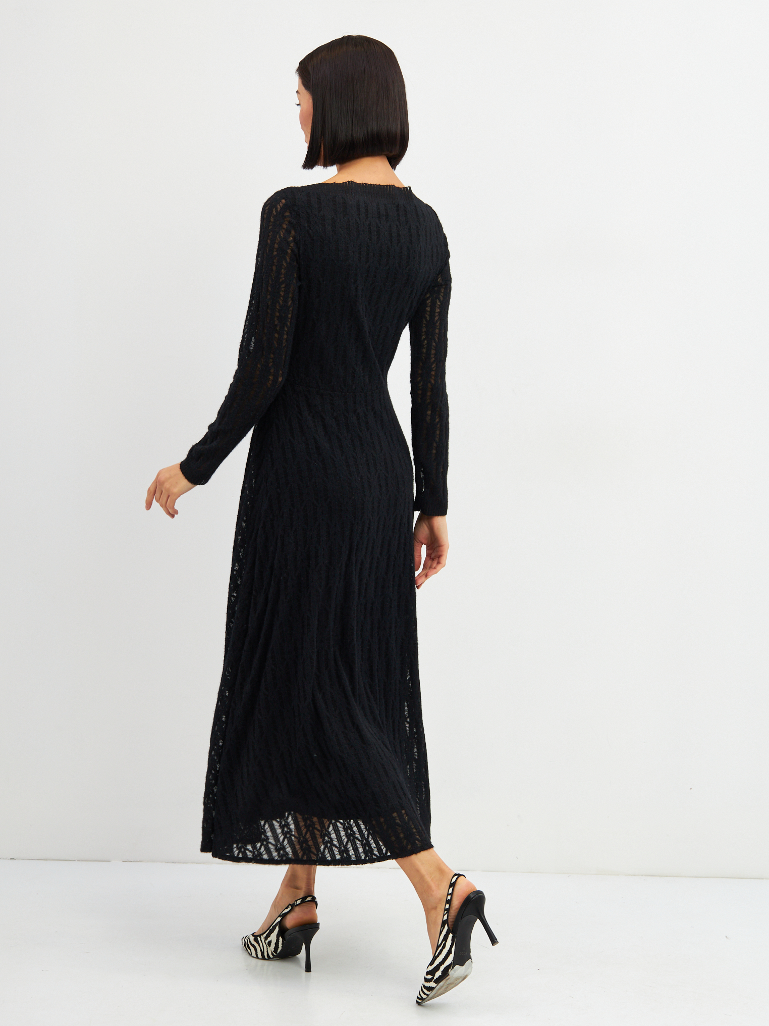 Платье из трикотажного кружева OD-904-2 черное