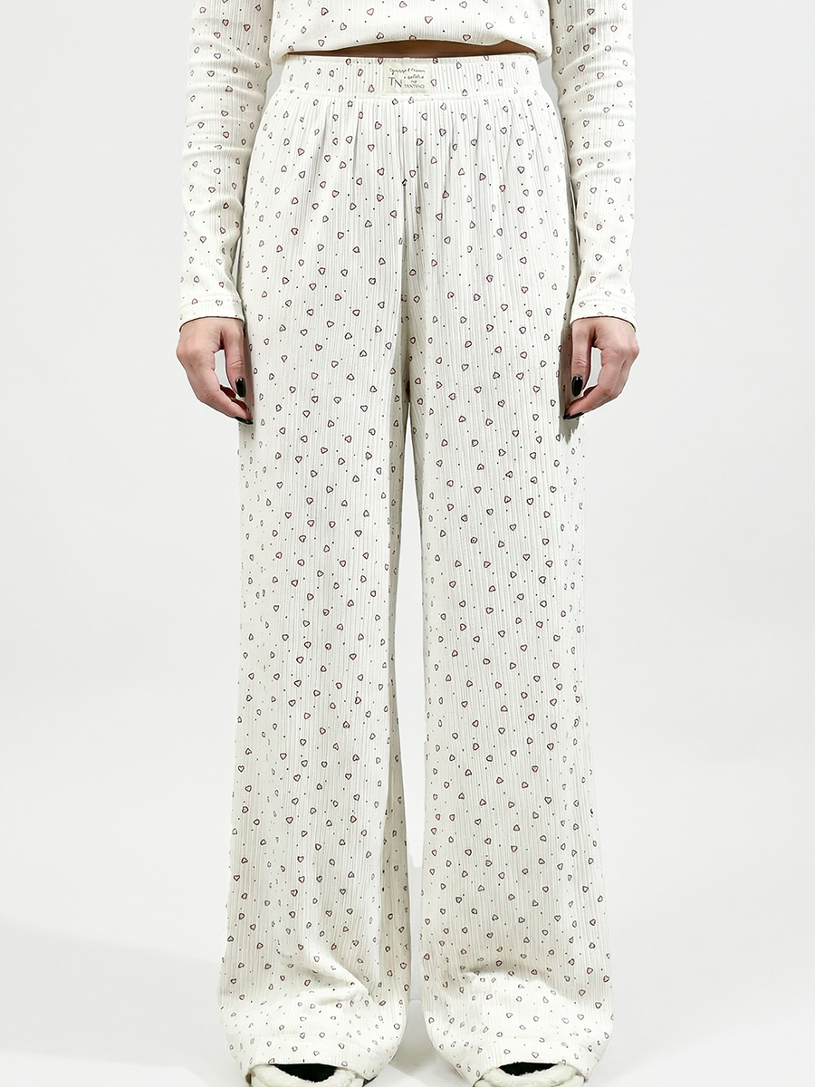 Пижама с принтом сердечки OD-1011-1 молочный