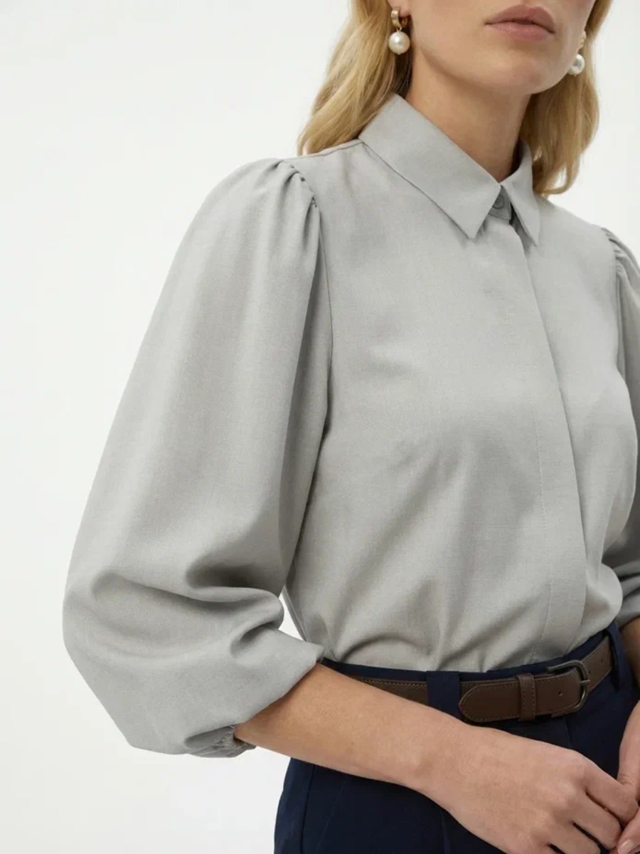 Блузка из костюмной ткани OD-1035-1 св. серый